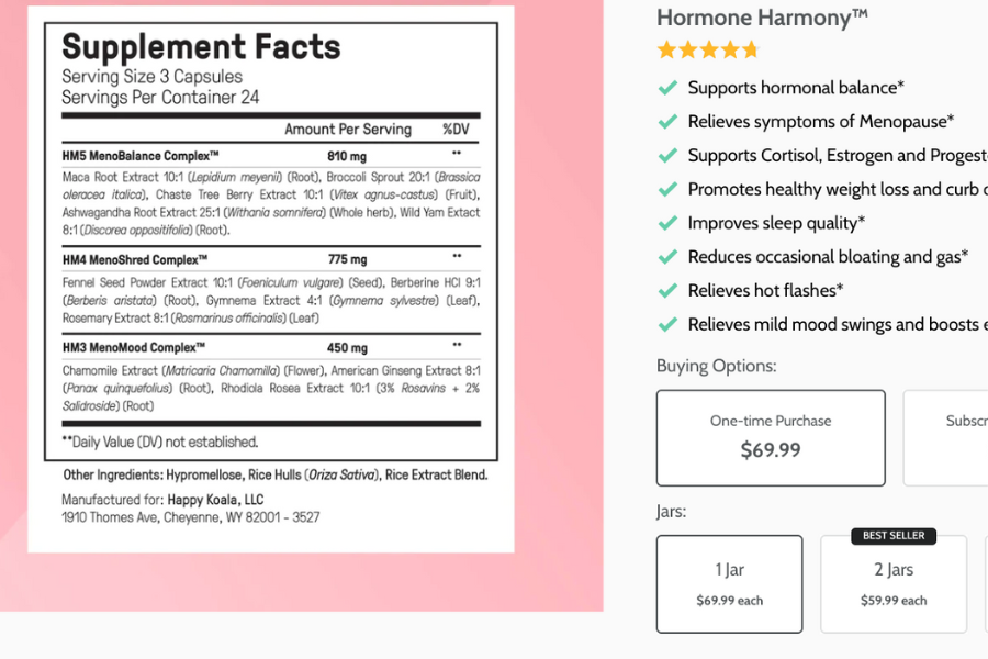 hormone harmony ingredients